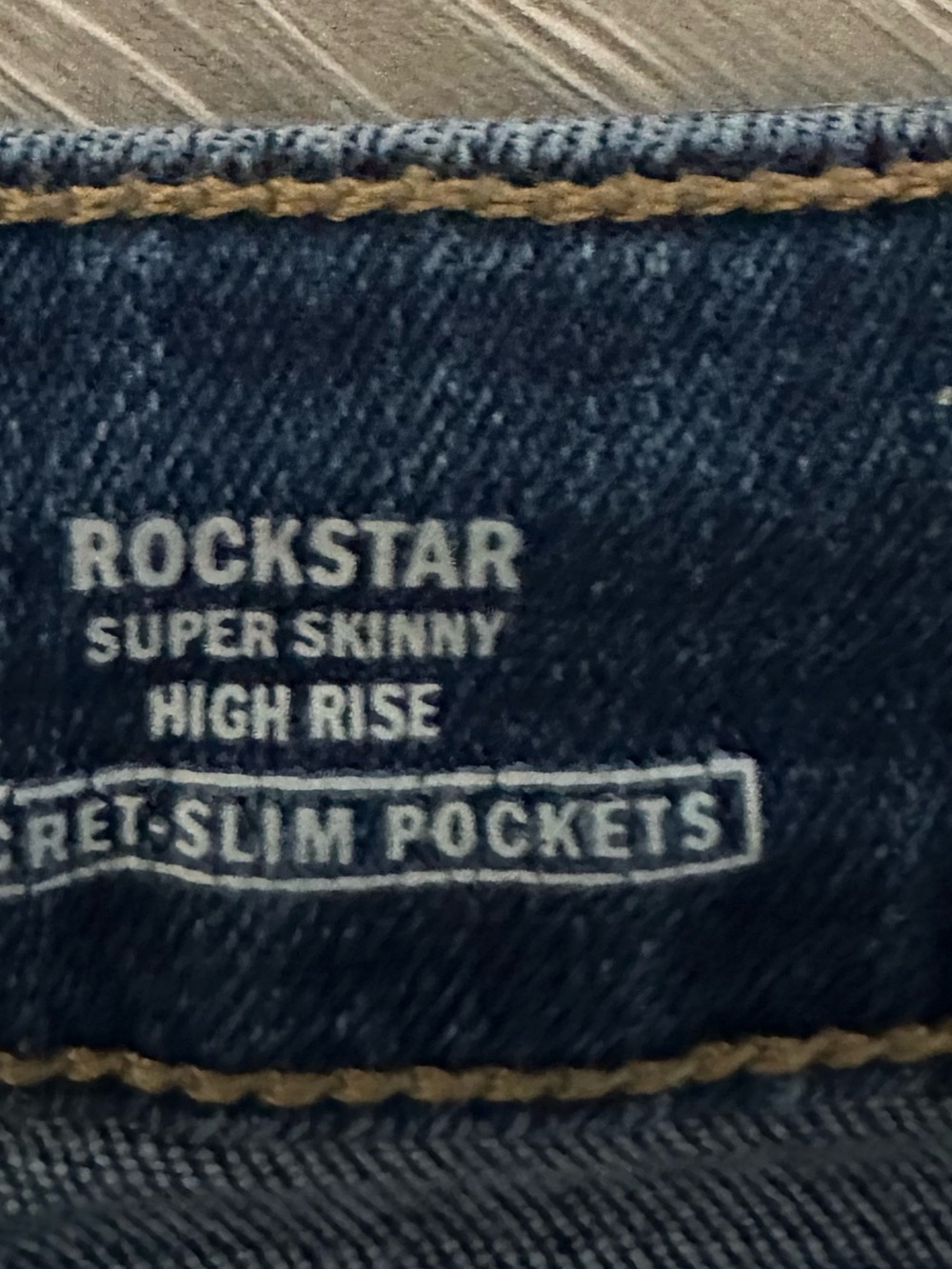 Old Navy Dark Blue High-Rise Distressed Jeans Rockstar Super Skinny High Rise - Picture 2 of 2
